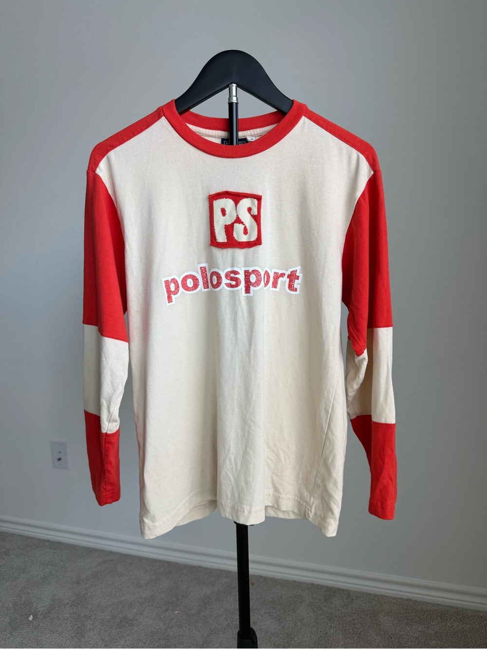 Polo by Ralph Lauren Red & Cream Raglan Logo Long Sleeve